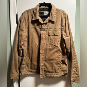 Large Flint and Tinder Waxed Flannel Lined Trucker Jacket in Field Tan